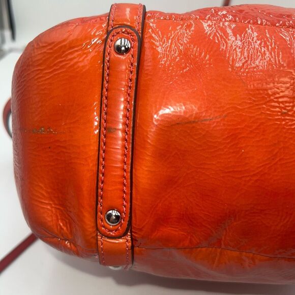 Coach AUDREY OP ART CORAL Peach Patent Leather Tote Shoulder/.Crossbody Bag BOTH - Picture 10 of 12